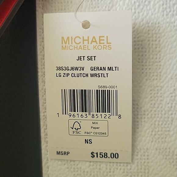 NWT Michael Kors Jet Set Large Zip Clutch Wristlet in Geranium Multi XL SOLD OUT - Picture 5 of 8